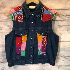 Lemon Grass Denim Vest w/ Multi Bandana colors